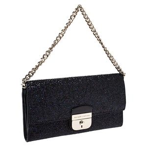Kate Spade Black Glitter Leather Lane Milou Wallet